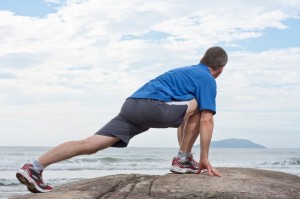 Runner doing stretching exercise